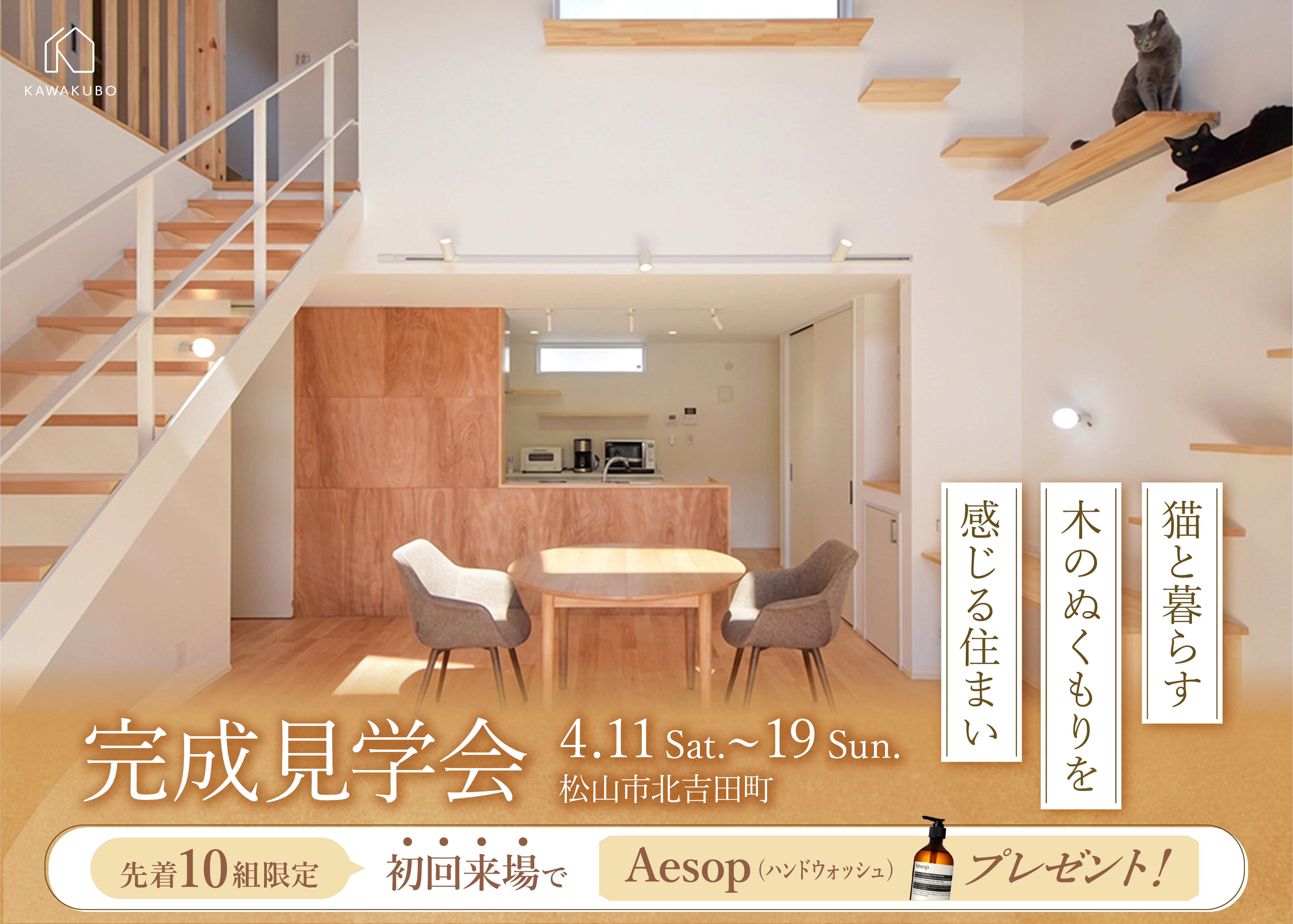 猫と暮らす 木のぬくもりを感じる住まい